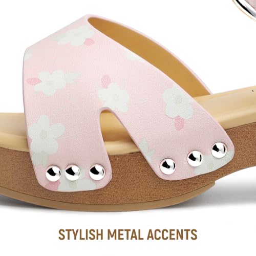 Image of Girls Sandals Wedge Platform Open Toe Sandals Ankle Strap Summer Heels Dress Shoes for Little Big Kid