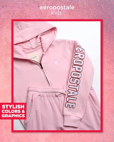AEROPOSTALE Girls Jogger Set - 2 Piece Sweatsuit Set Cozy Fleece Zip Up Hoodie and Cargo Jogger Sweatpants for Girls (4-16)3