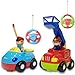Top Race RC Cartoon Cars Toy, mi primer juego de control remoto de 2 bomberos y carros de policía, canción musical y luz con 2 transmisores; Diferentes frecuencias: jueguen juntos,
