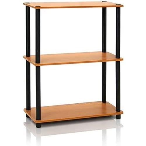 Furinno Turn-N-Tube 3-Tier Compact Multipurpose Shelf Display Rack, Light Cherry