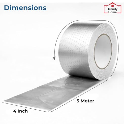 Image of Trendy Home Super Strong Waterproof Adhesive Tape for Roof Leakage Repair | Aluminium Butyl Rubber Sealant Tape for Pipe, Tank, Window, 4 inch, 5 Mtr