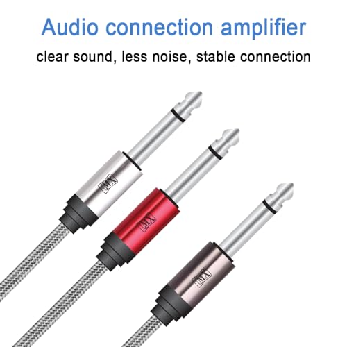 Image of MX 6.35mm (1 /4 Inch) Male to Dual 6.35mm Male Audio Splitter Cable 0.5m | 1 /4 inch Instrument Y Cable for Guitar, Amplifier, Mixer, Speaker, Keyboard & Audio Equipment