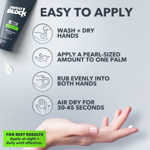 Sweatblock Antiperspirant Quick-Dry Lotion For Hands - Perfect For Sweaty Palms, Hyperhidrosis Treatment, & Gamer Grip Support. Say Goodbye To Sweaty Handshakes. Safe & Effective, Non-Irritating, & Dermatologist Tested. Maximum Protection | Unisex | 1.69 Fl Oz #TOP5