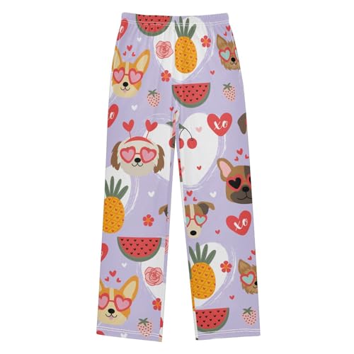 Boys' Pants Funny Dogs Hearts Animal Valentine Long Bottoms Jogger Pants Elastic Waist Trousers with Pockets S-XL