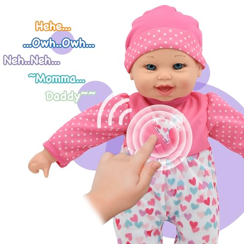 Muñecas gemelas parlantes 12" con sonidos y accesorios miniatura 2