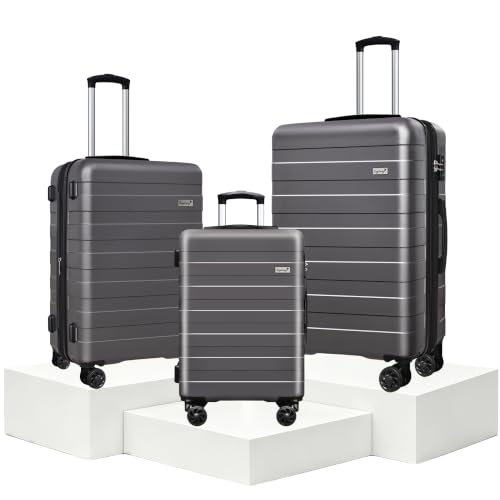 Image of KEYTANG Zebra Luggage Sets 3 Piece, 20 inch Carry On Luggage with Spinner Wheels, Hardside Business Travel Suitcase Set with TSA Lock, Lightweight Suitcase,20 /24 /28 inch,Gray