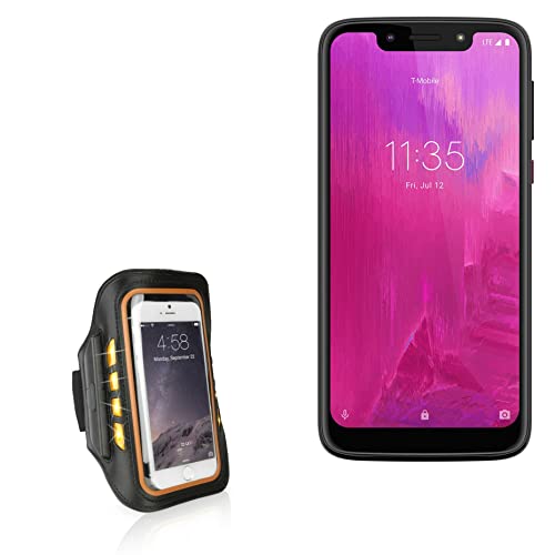 BoxWave Case for T-Mobile REVVLRY (Case JogBrite Sports Armband, High Visibility Safety Light LED Runners Armband for T-Mobile REVVLRY, T-Mobile REVVLRY | REVVL 2 - Bold Orange