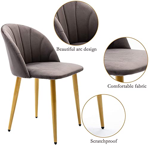 Image of Virabit Velvet Dining Chairs Set of 2, Mid Century Modern Accent Chairs, with Upholstered Metal Legs, for Makeup /Living Room, Gray