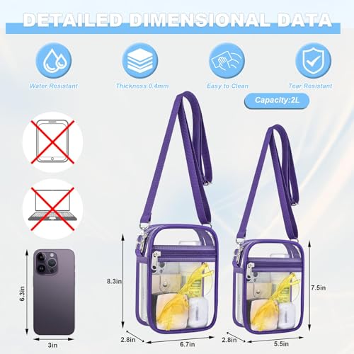 Image of Clear Bag for Stadium Events - Sports Messanger Bag Small Mini Clear Purse for Fan, Concert, Work, Travel