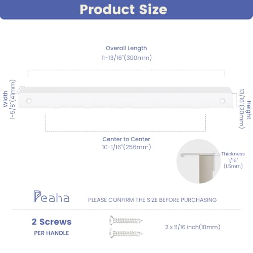Image of Peaha 10 Pack Kitchen Cabinet Handles 10-1 /16 inch White Drawer Pulls Edge Pulls