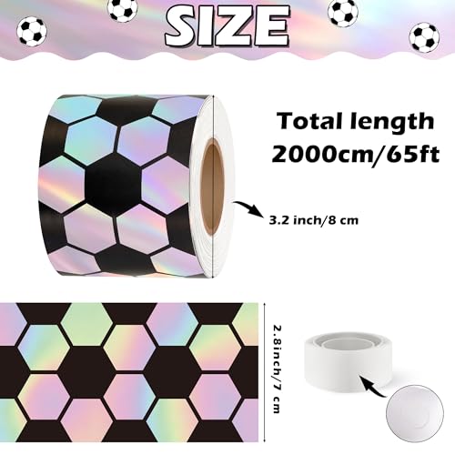 Image of BeYumi Soccer Holographic Border Trim - 65ft Back to School Soccer Patterned Straight Rolled Border Trim Iridescent Football Sport Theme Bulletin Board Set Party School Classroom Chalkboard Wall Decor