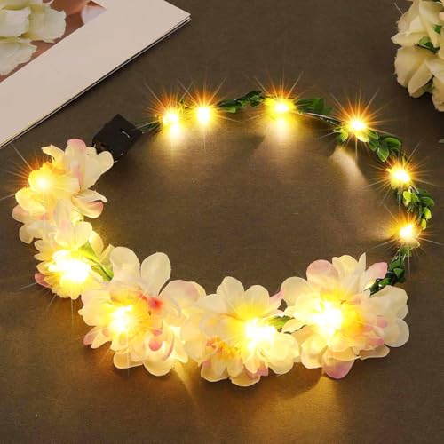 Zoestar Light Up Flower Headband LED Floral Hair Wreath Bridal Garland Headpiece Hair Accessories for Women and Girls