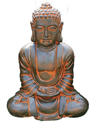 AnaParra Estatua Buda Tissa delÉxito Figura Decorativa para Jardín o Exterior Hecho de Piedra Artificial | Figura Buda 57cm. Color Teja Cover