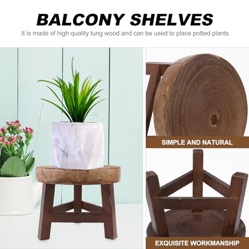 Support à Plantes en Bois Marron CRAFTHROU Tabouret pour Pot