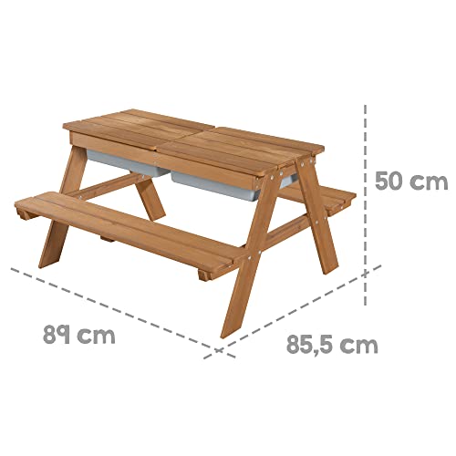 Roba Set Seggiolini Per Bambini Outdoor Deluxe Con Vaschette Da Gioco, Set Sedute In Legno Massello Resistente Alle Intemperie E Tavolo Bricolage - 4