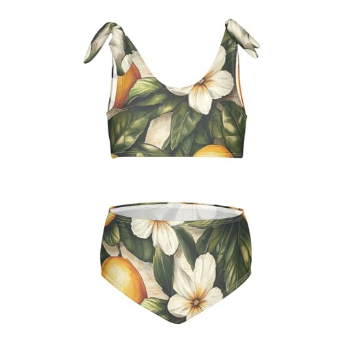 KLL Wood Lemons Girl Two Piece Bikini Set Scoop Neck Swimsuits Swimming Suits Adjustable Shoulder Strap