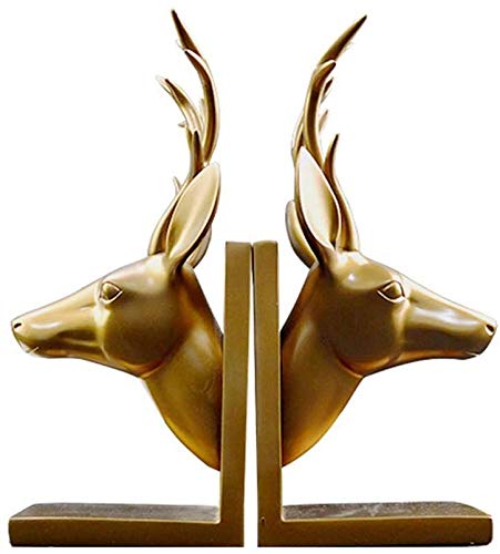 Serre-livres tête de cerf doré en résine haut de gamme pour décoration étagère salon