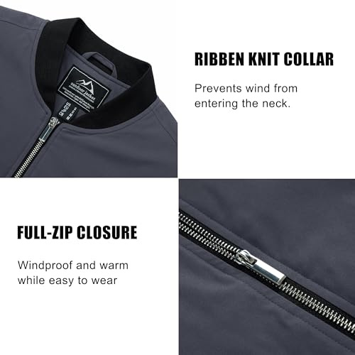 MAGCOMSEN Bomber Jackets for Men Winter Casual Quilted Jacket Warm Windproof Padded Jackets Zip Up Coats