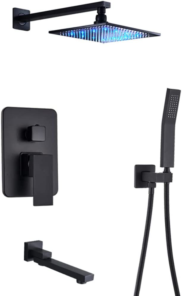 Système de douche encastré de luxe avec ciel de pluie LED et mitigeur mural
