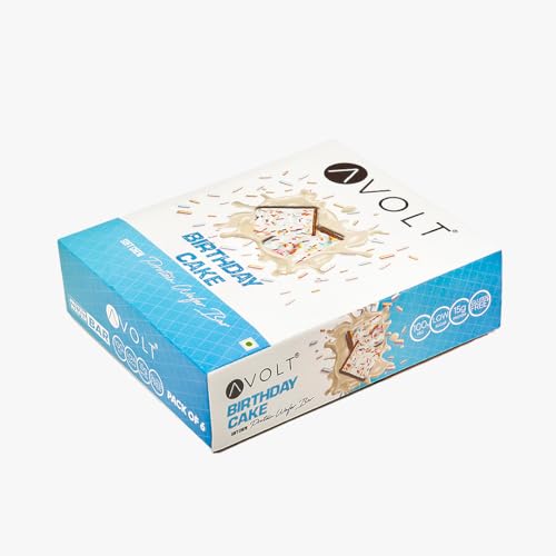 Image of Avolt Birthday Cake Protein Bars with 15g Protein | Pack of 6 x 50g each | High Energy Wafer Bars, No Added Sugar | 100% Veg | Guilt-Free Bar for Fitness & Immunity Booster