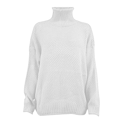 Masbird Suéteres para mulheres, suéteres femininos de gola rolê, pulôver de manga comprida com asa d