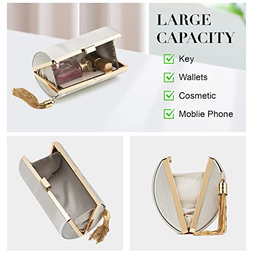 Weimzc Women Clutch Bag Evening Bag Fringed Evening Handbag,Lady Party Wedding Clutch Purse Chain Shoulder Cross Body Bag(Silver) #TOP2