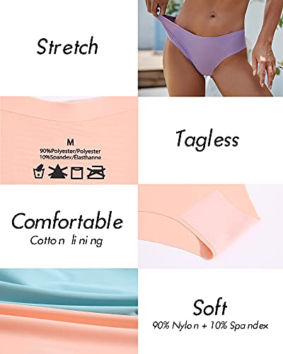Rosycoral Women’s Seamless Bikini Panties Soft Stretch Invisibles Briefs No Show Hipster Underwear Cheeky 9 Pack Xs-L (L) #TOP3