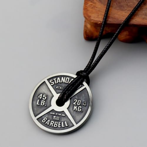 Collier homme haltérophilie en maille épaisse avec pendentif plaque - 5