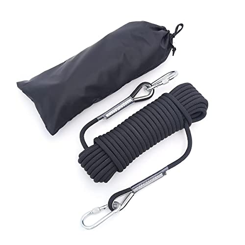 Outdoor Climbing Rope 10Mm Diameter 10M(32Ft) 20M(64Ft) Static Rock Climbing Rope,Tree Climbing Rappelling Rope,Escape Nylon Rope,Ice Climbing Equipment Fire Rescue Parachute Rope With 2 Steel Hooks #TOP6