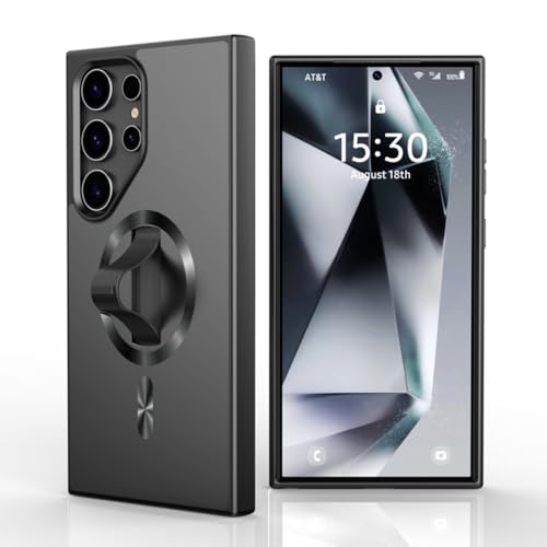 AUROX Magnetic for Samsung Galaxy S24 Ultra Case with Invisible Stand [Compatible with MagSafe] Magnetic Case for Samsung S24 Ultra, Shockproof Slim Case with Kickstand, Black