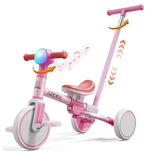 Ridego 5-in-1 Tricycle for Toddlers 2-5 Year Olds, Kids Balance Bike & Toddler Push Bike with Parent Handle, RGB Music Light, Tool-Free Assembly Birthday Gift for Boys Girls