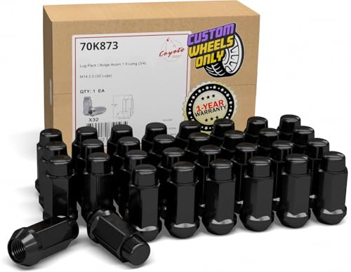 Image of Wheel Accessories Parts 32 Pcs M14 x 2 14 x 2 Thread Bulge Acorn 1.90 inch Long Lug Nuts Black Chrome 3 /4 inch 19mm Hex Fits 2000-02 Ford Excursion 1999-2003 F250 F350 Super Duty