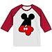Personalized Mickey 4th Birthday Shirt | Handmade Decorated Shirt | Personalized with Name | Unisex 3/4 Sleeve Raglan T-Shirt | #1182