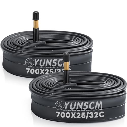 YunSCM 2本,700 28c チューブ,米式バルブ48mm,700x25/32c 自転車チューブ,適用 700x25c/700x28c/700x30c/700x32c ロードバイク,G-277
