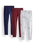  Amazon-Marke: RED WAGON Mädchen Leggings Printed, Mehrfarbig (Grey, Burgundy And Navy), 134, Label:9 Years