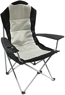 Homecall Camping Chair, Foldable, Armrest with Cupholder Outdoor black creamy-white