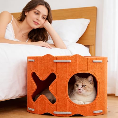 Niche pour chat en feutre lit intérieur et extérieur pour maison - 4