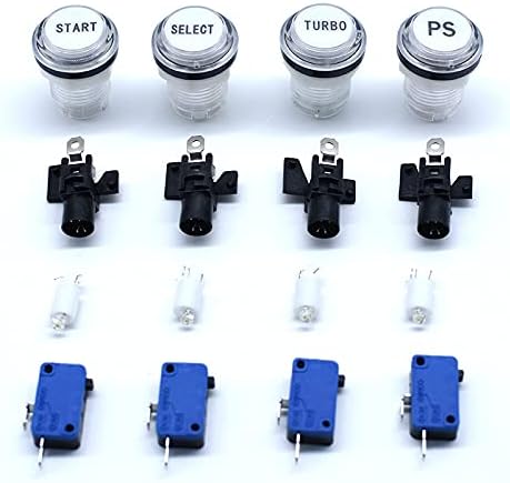 Arcity 4 PcsLot 30mm Arcade LED Push Buttons 12V Illuminated Lit Start Select PS Turbo Pattern with Micro Switch for Arcade Machine Games Console MAME Jamma Parts Durable New, (HY-SHANL113-12)