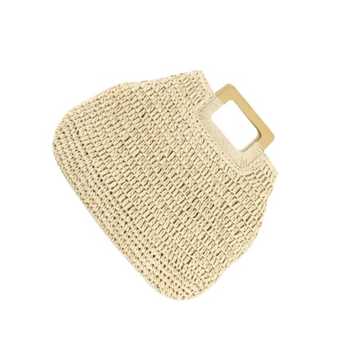 PartyKindom Women Vintage Straw Woven Handbag Stylish Beach Bag for Summer Travel Capacity Tote for Unique Khaki Design for Outdoor Use