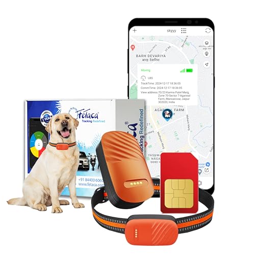 Image of FETACA Smart 4G Pet GPS Tracker Free 12 Month 4G Data SIM and App Subscription for Dogs, Adult Cats, and Other Animals | Real-Time Tracking with Geo-Fencing and Alerts | Lightweight Design