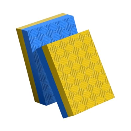 Fenteer 2x Weightlifting Crash Drop Pads,Deadlift Weight Cushion Nonslip Silence Mats Floor Protection for Training,Home,Barbell,Gym, Yellow Blue50x33x4cm