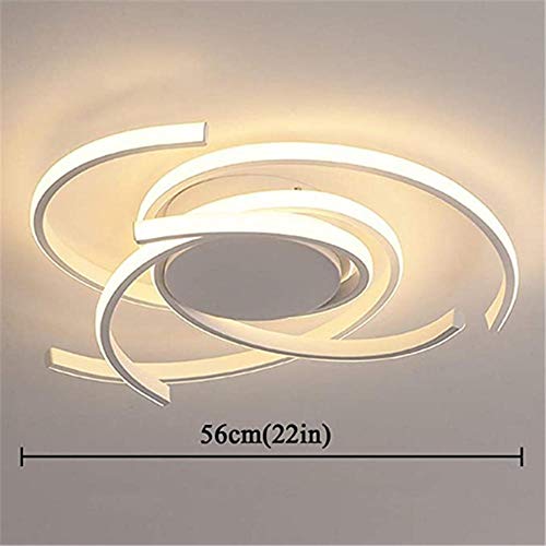 LED Dimmable Plafonnier moderne, avec télécommande lampe de cuisine créative spirale fleur design aluminium acrylique plafond lustre, salon chambre lampe, blanc,56 * 56 * 10CM-72W-7200lm