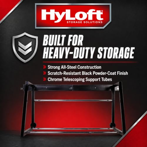 Image of HyLoft 01000 Heavy Duty Adjustable Garage Wall Multi-Tire Rack Storage, Black