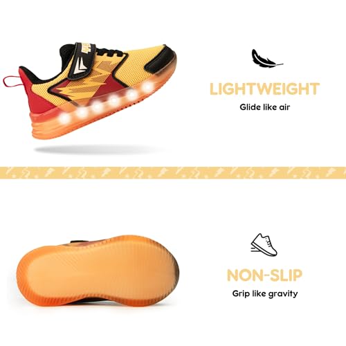 YESKIS Toddler Light Up Shoes Boys Girls LED Flashing Lightweight Comfortable Breathable Mesh Running Sneakers for Toddler and Little Kid4