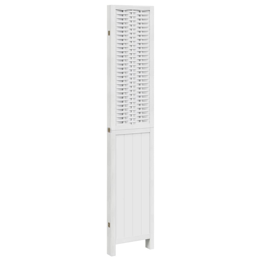 Biombo plegable de 4 piezas de madera maciza de paulownia blanca como protección visual, separador de habitaciones flexible, 4 piezas, color blanco