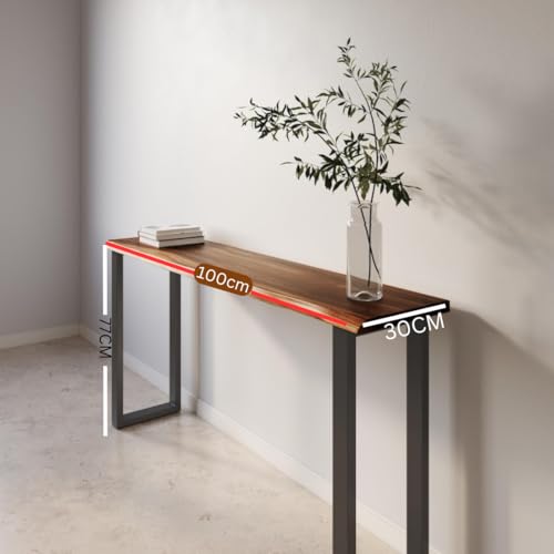 Image of 120Cm Long Solid Wood Console Table for Living Room | Wooden Modern Side Entrance Table for Home & Office | (100 * 30 * 77* Cm)