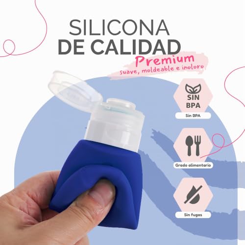 Miniatura 3 de Smarthers Botes Viaje Rellenables 100ml, Bote Silicona Suave, Sin Fugas, Bpa Free, Exprimibles, Boca Ancha, Ideales Para Viajes, Camping, Playa, Avión Botes Para Gel Y Champú, Cremas O Liquidos