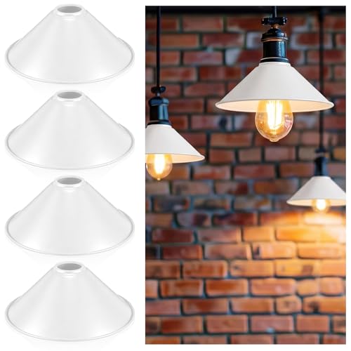 Retisee 4 Pcs White Dome Industrial Metal Replacement Lamp Shades
