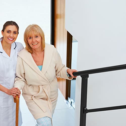 HIDALIFE Hand Rails for Outdoor Steps, 4 Step Handrail Fit 3 or 4 Steps Deck Railing, Railings for Outdoor Steps, Indoor Stair Railing Kit, Staircase Handrails, Porch Railing Kit, Wrought Iron Railing - Thumbnail 6