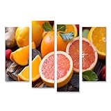 islandburner Prime Bild auf Leinwand Vitamin C lebendig auf rustikalem Holztisch präsentiert Küche Gesundheitsladen Bilder Wandbilder Poster